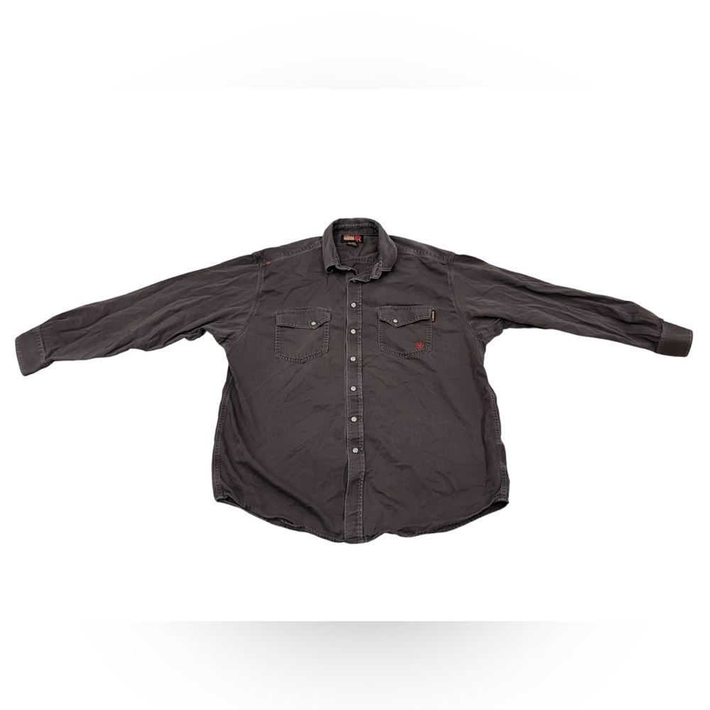 Ariat FR HRC2 Brown Shirt Men XXL  Pearl Snap Button Up Long Sleeve